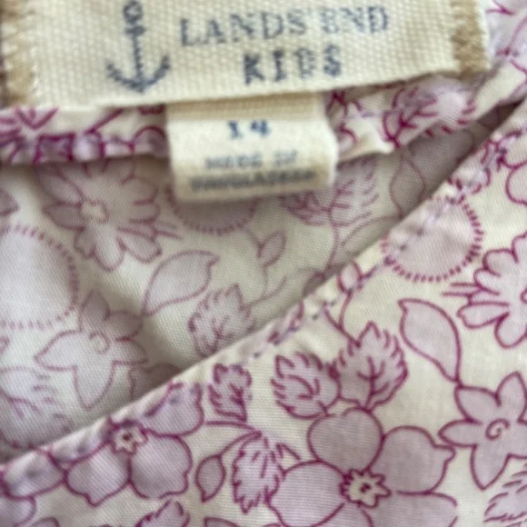 Land's End Girl's Purple Floral Print Blouse; Size Girl's 14 - Picture 2 of 2